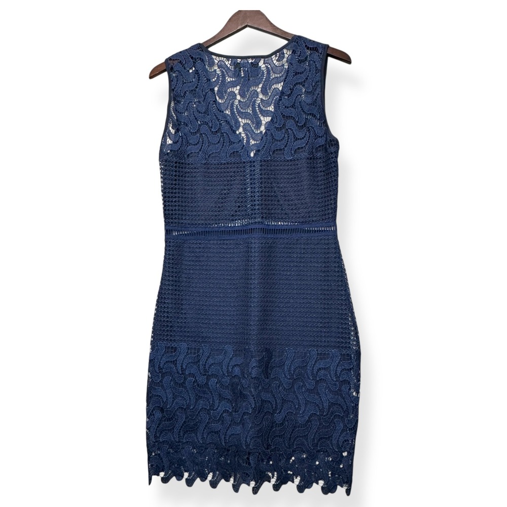Goldie Crochet Lace Riot Sheath Dress L Navy Blue Soft Girl Boho Romantic Ballet - Picture 3 of 8